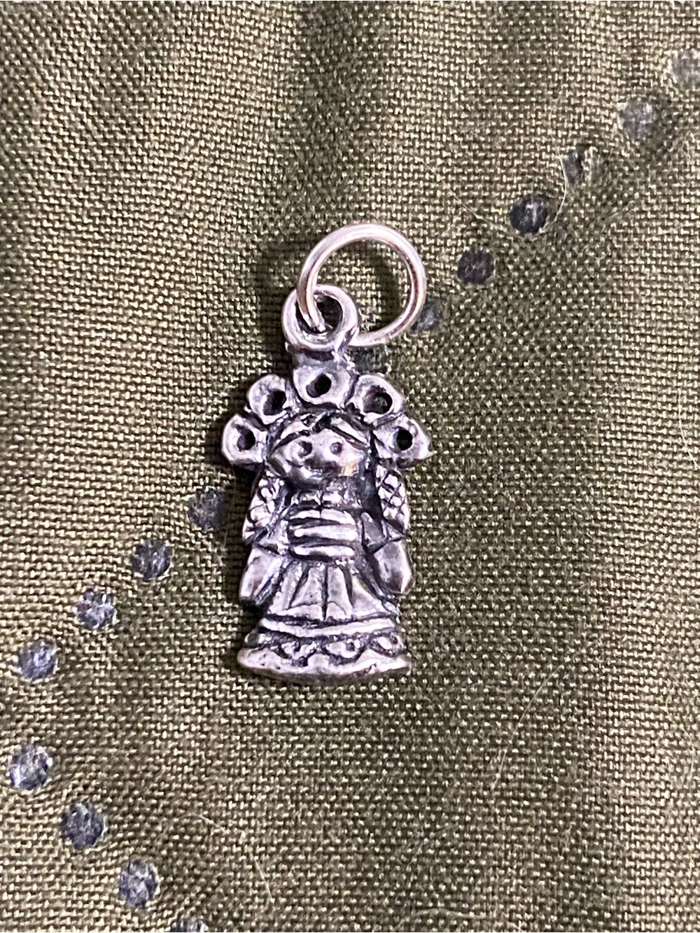 Sterling Silver Mexican Lele Doll Charm Pendant - Silver 925